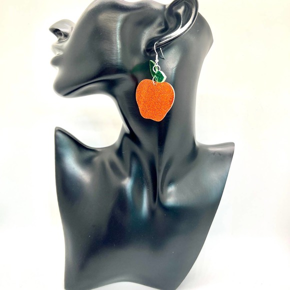 Large Apple Earrings - Teacher Earrings - Statement Earrings - Fruit Earrings - Picture 6 of 8